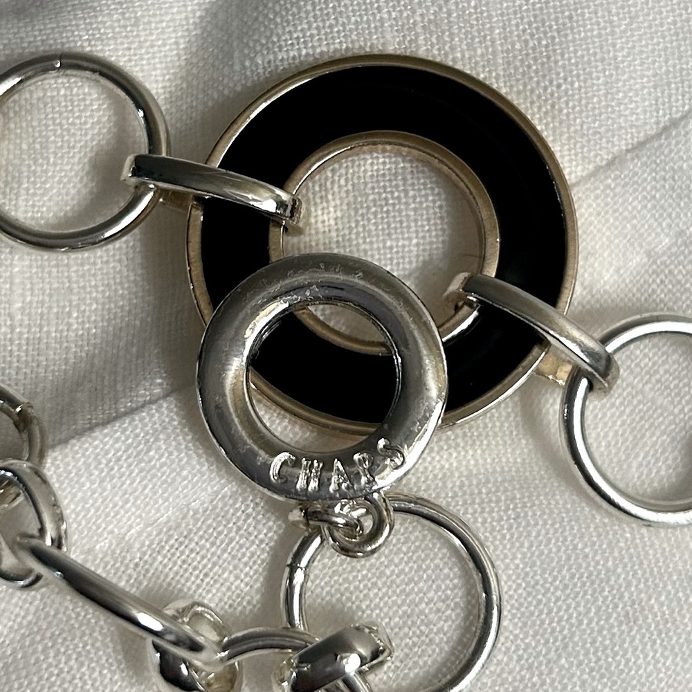 Chaps 17 inch silver and black necklace